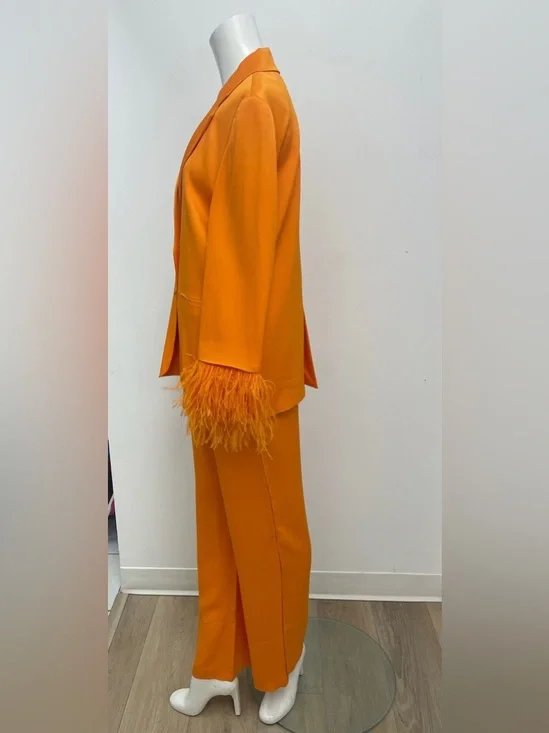 Zara Orange Feather Blazer & Trouser Set Size M - Picture 5 of 7